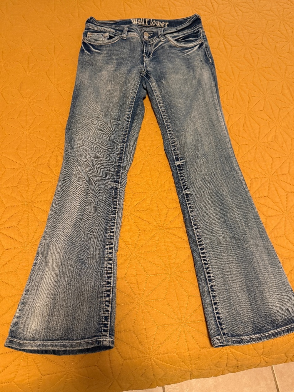 WallFlower Juniors Size 9 Y2K Bootcut Flare Embroidered Jeans